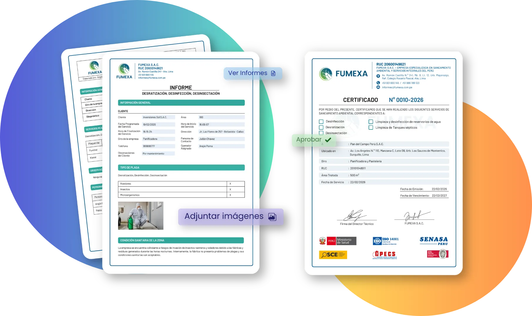 Certificados, fichas técnicas e informes generados automáticamente